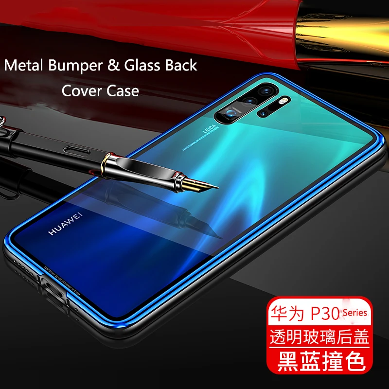 

Aluminum Metal Frame Case For Huawei P30 P 30 Case P30Pro Tempered Glass Back Cover for Huawei P30 Pro Metal Bumper Case