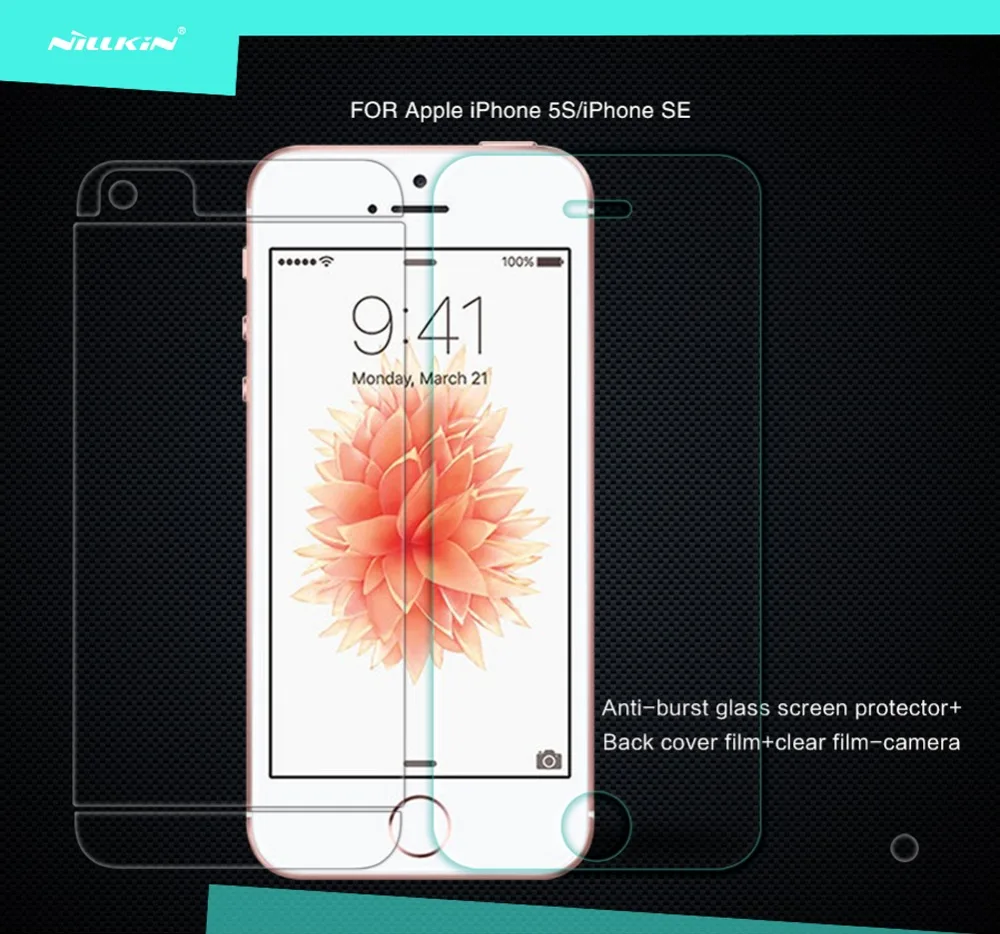 NILLKIN H + ПЭ стекло пленка для iPhone 5S Glass Screen Protector Apple SE Передняя защитная 4.0 дюймов |