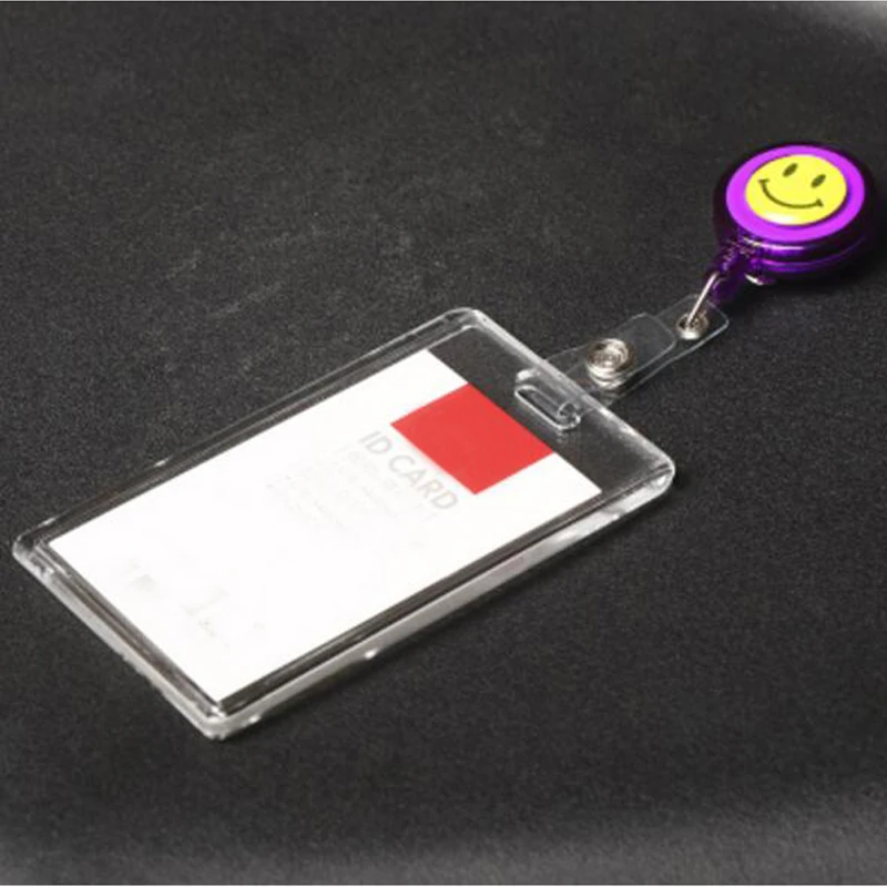 Transparent 5pcs Vertical Style Acrylic Badge Holder With Retractable