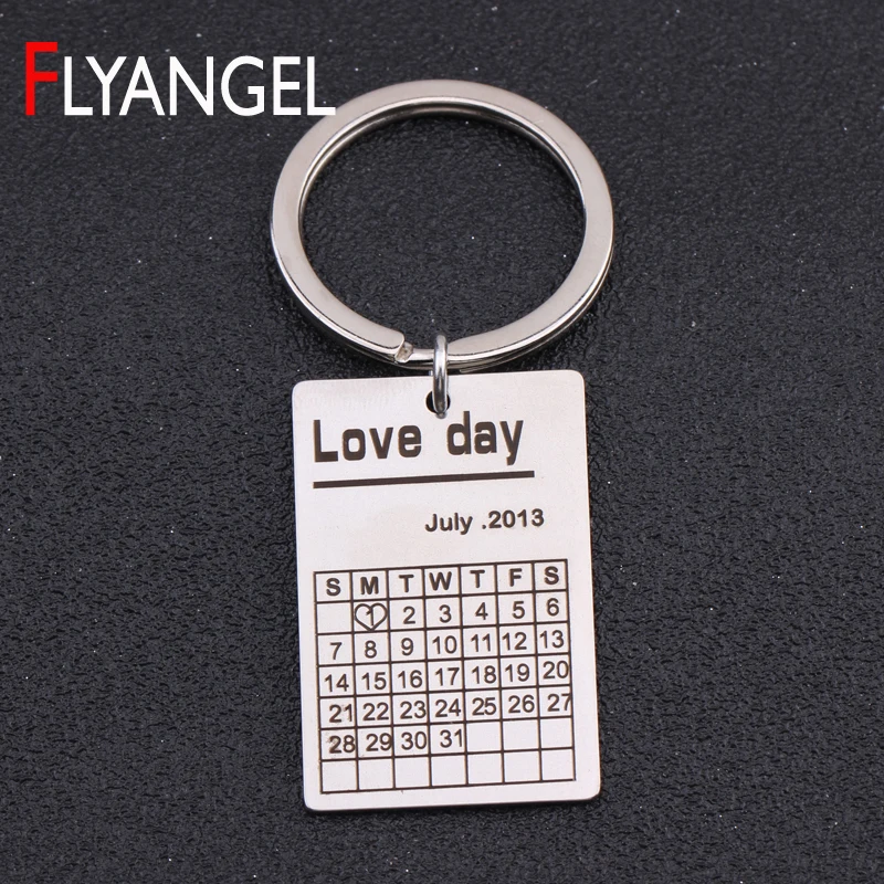 

Personalized calendar Keychain Engraved Date Keyring Love Day Special Day Keepsake