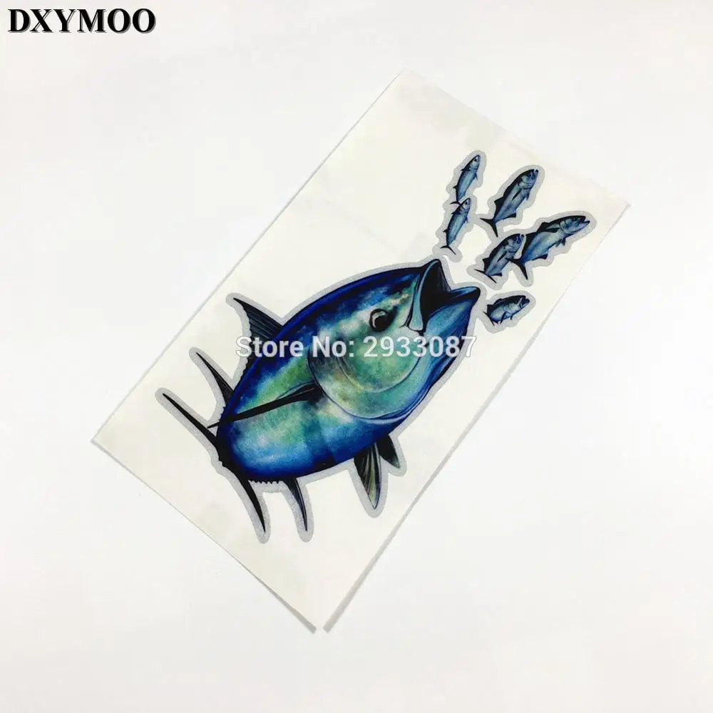 

4 Sizes Funny Go Fishing Big Fish Eat Small Car Stickers Motorcycle Oil Tank Sticker and Decal Reflective 3M H2703