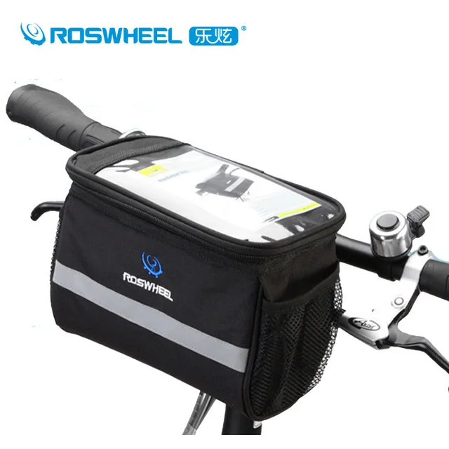 Roswheel Bike Bag Black Polyester Bicycle Cycling Handlebar Roswheel Bike Bag Black Polyester Bicycle Cycling Handlebar Front Basket Phone Map Pouch
