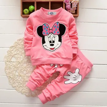 

Mickey Minnie Cartoon Clothing Set Girl Clothing Sets Kids Toddler Clothes + Pants 2Pcs Baby Child Infant Sets Spring Autumn