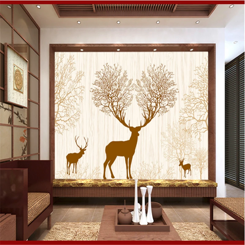 

Customize Wallpaper Murals Forest Deer Abstract 3D Stereoscopic Environmental Protection Wallpaper for Kid's Room Study Bedroom