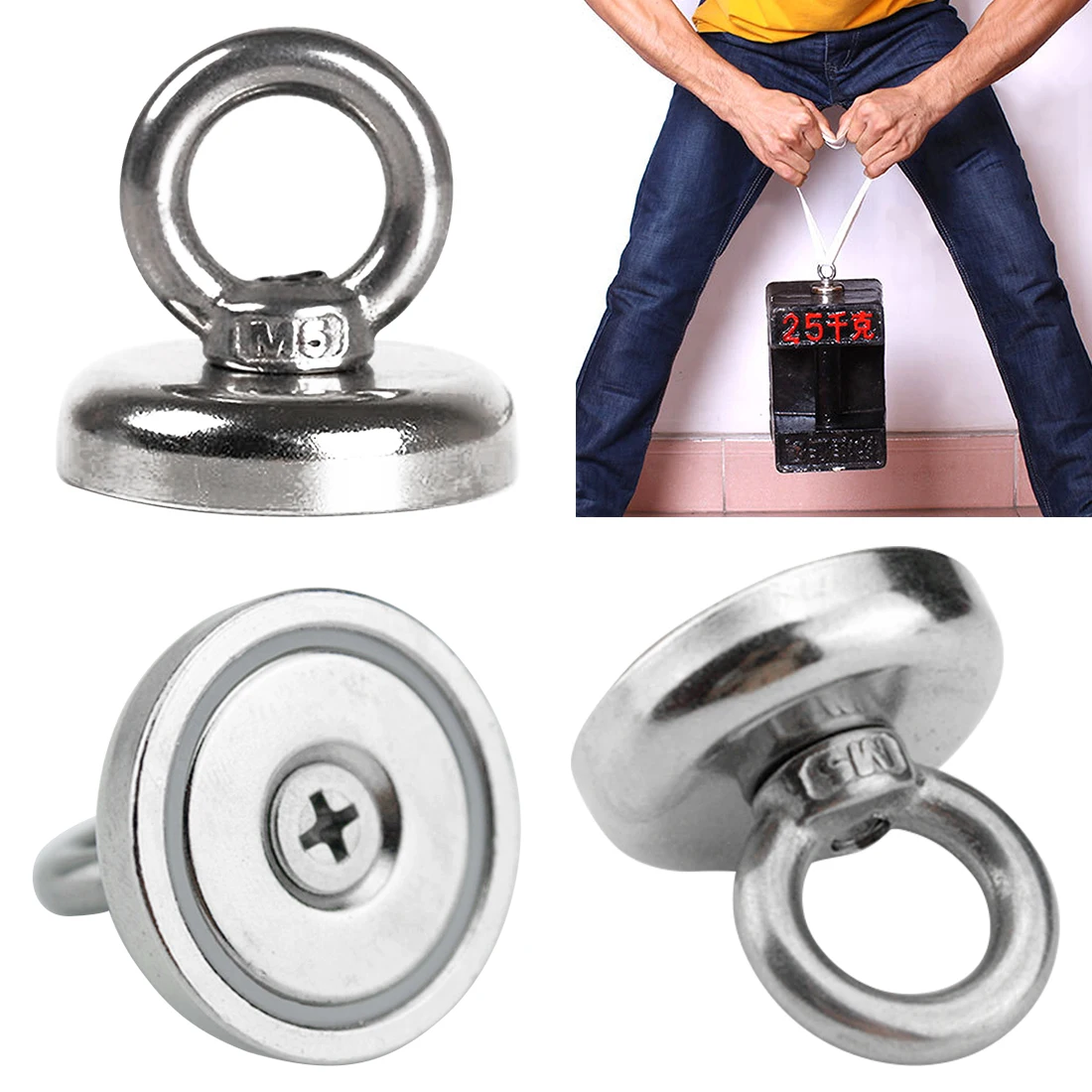 

25mm 32mm 36mm 48mm Super powerful Magnetic Salvage Pot Magnetst Sea, Treasure Hunting fishing magnet Neodymium magnet