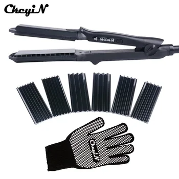 

4 In 1 Hair Curling Iron+Heat Resistant Glove Ceramic Hair Curler Roller Electric Hair Straightener Crimper Corrugated Curl 42