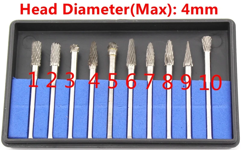 10 шт. 3x4 5 6 мм Головка Вольфрамовая сталь твердый Твердосплавный бор роторный заусенец набор Dbl конец реза хвостовик диаметр 1/" для Dremel аксессуары