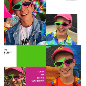 

Party Toys for Children Hip-Hop Style Asymmetric Triangular Funny Sunglasses Novelty Green Pink Contrast Color Baby Toys Hat