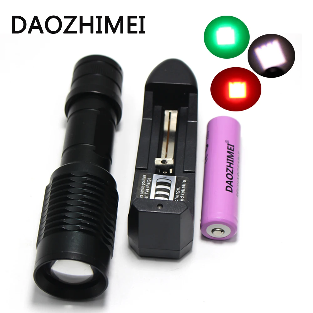 

Zoom Green Red White light LED Flashlight Tactical Flashlight Torch XM-L T6 LED 2200LM light Lamp Waterproof led flashlight