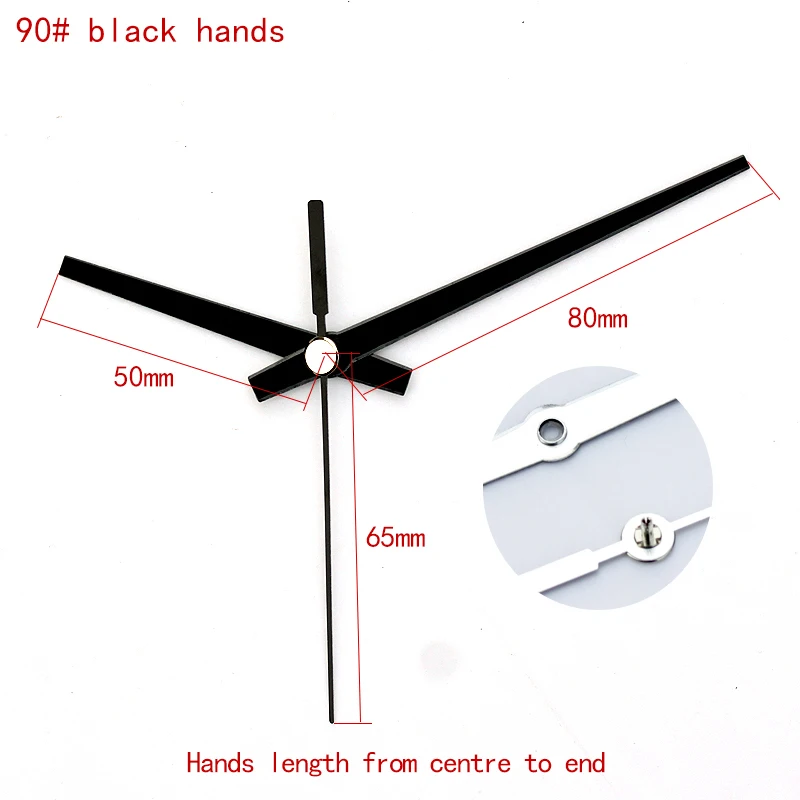 

12888 Young Town White Axis Hands Black Clock Hands 90# Metal Aluminum Quartz Clock Accessory High quality DIY Clock kits