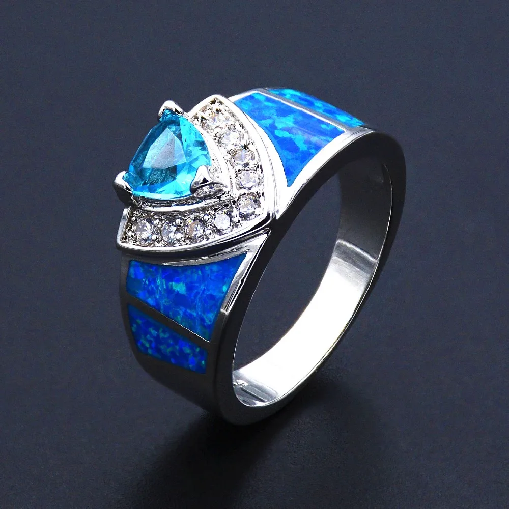 blue fire opal mens ring