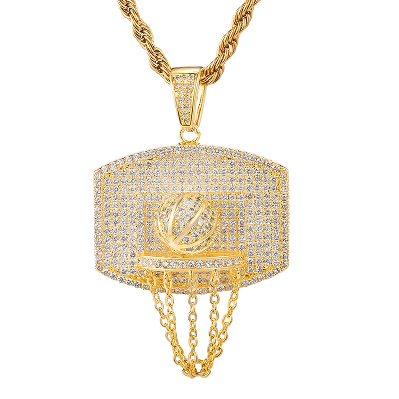 Хип хоп Полный AAA CZ инкрустированный камнями Bling Iced Out баскетбольные подвески из циркона и ожерелья для мужчин и женщин ювелирные изделия