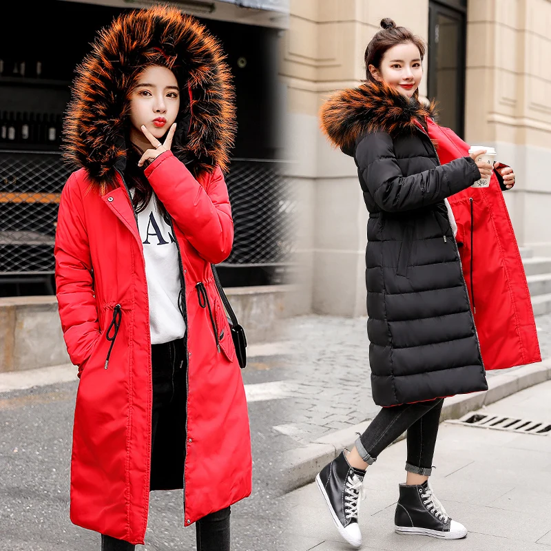 

2019 new fashion Autumn Winter parka jacket women outerwear two sides long slim Hooded large size female jackets womens coat