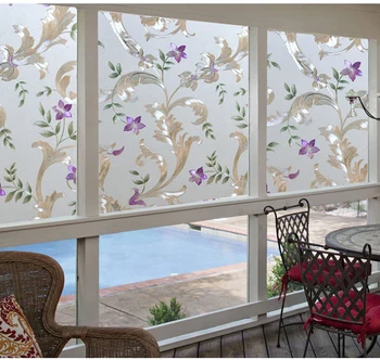 

Electrostatic No-glue Adhesive Window Sticker Embossed Feather Flower Scrub Window Glass Sticker for Room Decoration 30-70cm