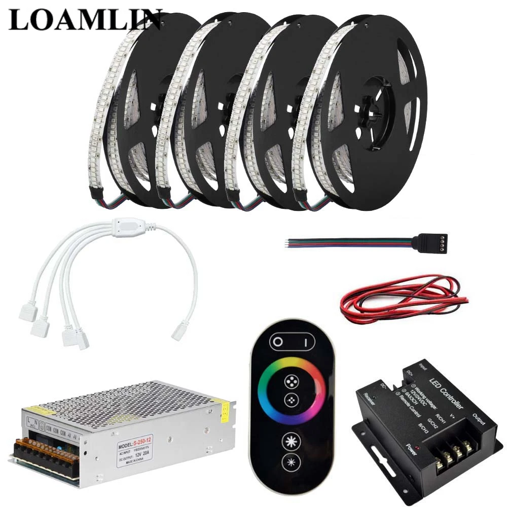 

5M 10M 15M 20M 2835SMD 234Leds/m RGB Led Strip With RGB Touch Remote Led Controller DC12V Power Supply Driver Kit