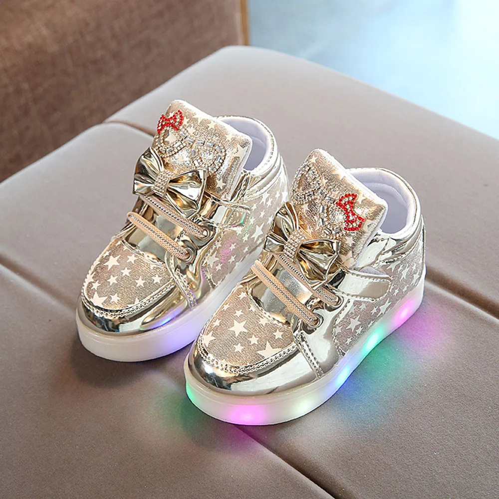 Детская прогулочная обувь для малышей; модные кроссовки со светящимися звездами; Повседневная яркая легкая обувь - Цвет: Sliver