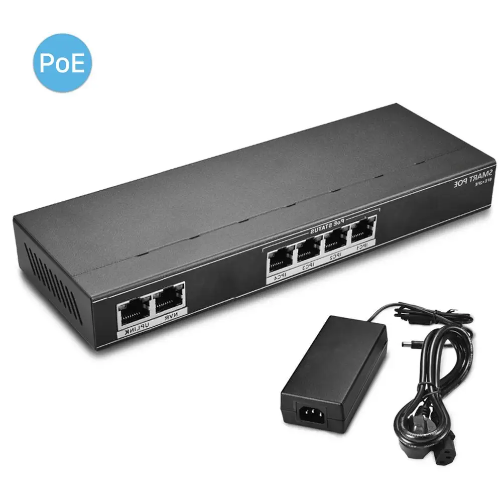 ANBIIX 4CH переключатель питания по сети Ethernet для ip-камеры с питанием по poe 2+ 4 порта 10/100 Мбит/с 65 Вт Мощность по Ethernet IEEE802.3af 250 м