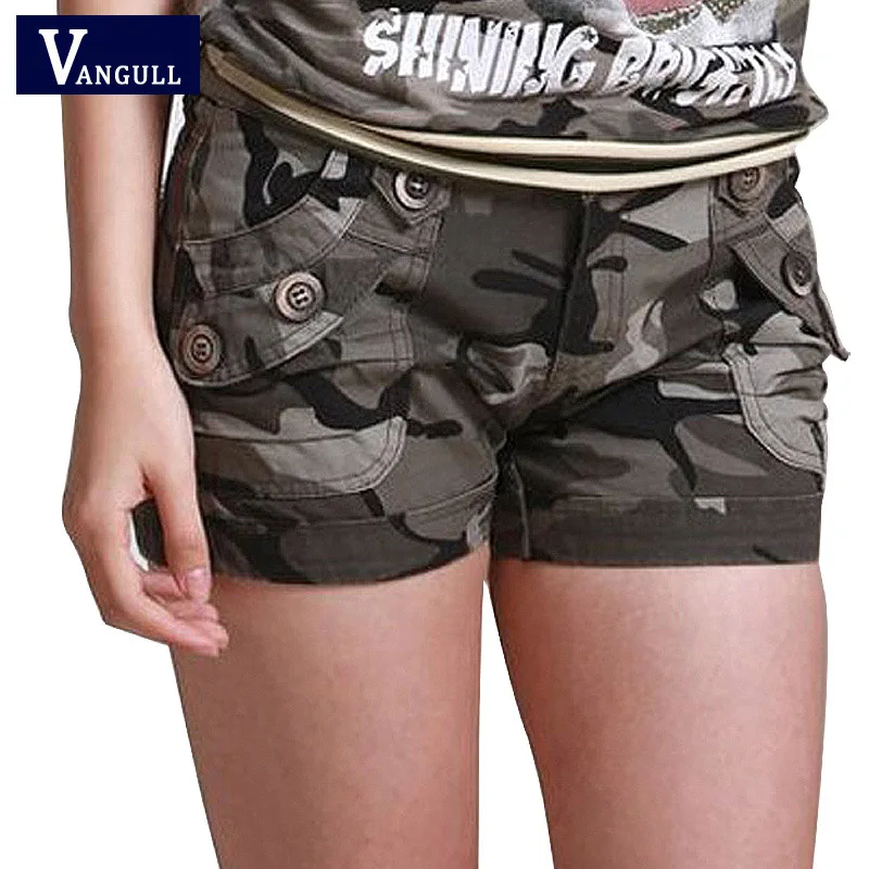 Женские модные камуфляжные короткие облегающие мини шорты с карманами больших размеров, шорты Карго для девушек и девушек, летняя уличная одежда VANGULL - Цвет: camouflage