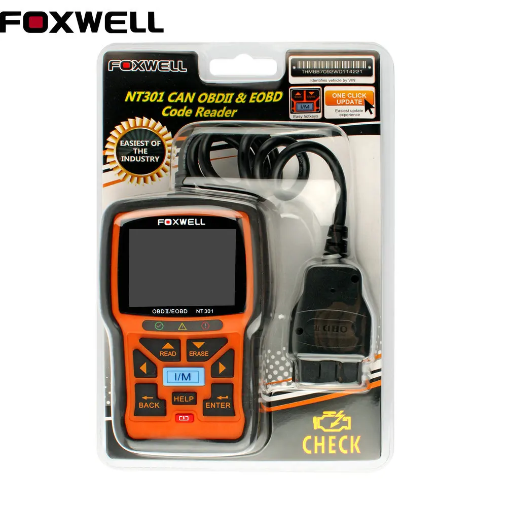 

Universal Foxwell NT301 Engine Fault Code Reader  with O2 Sensor Diagnostic Scanners CAN OBDII EOBD Automotive Tool