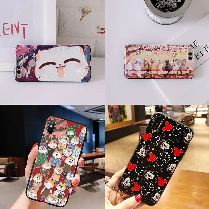 

3D Emboss Cartoon Cats Case For Huawei Honor 8X 6A 7A 9 10 Play View 20 Y9 Y5 Y6 Mate 10 20 Lite Pro PSmart Nova 4 3 3i 2i Coque