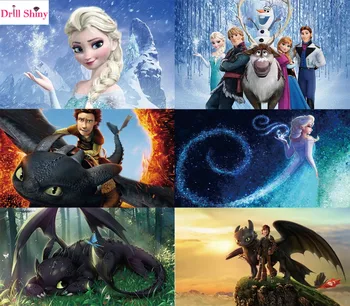 

Full 5D DIY Diamond Painting Cartoon Sisters Anna&Elsa,How to train your dragon 3D diamond Embroidery Cross Stitch Mosaic child