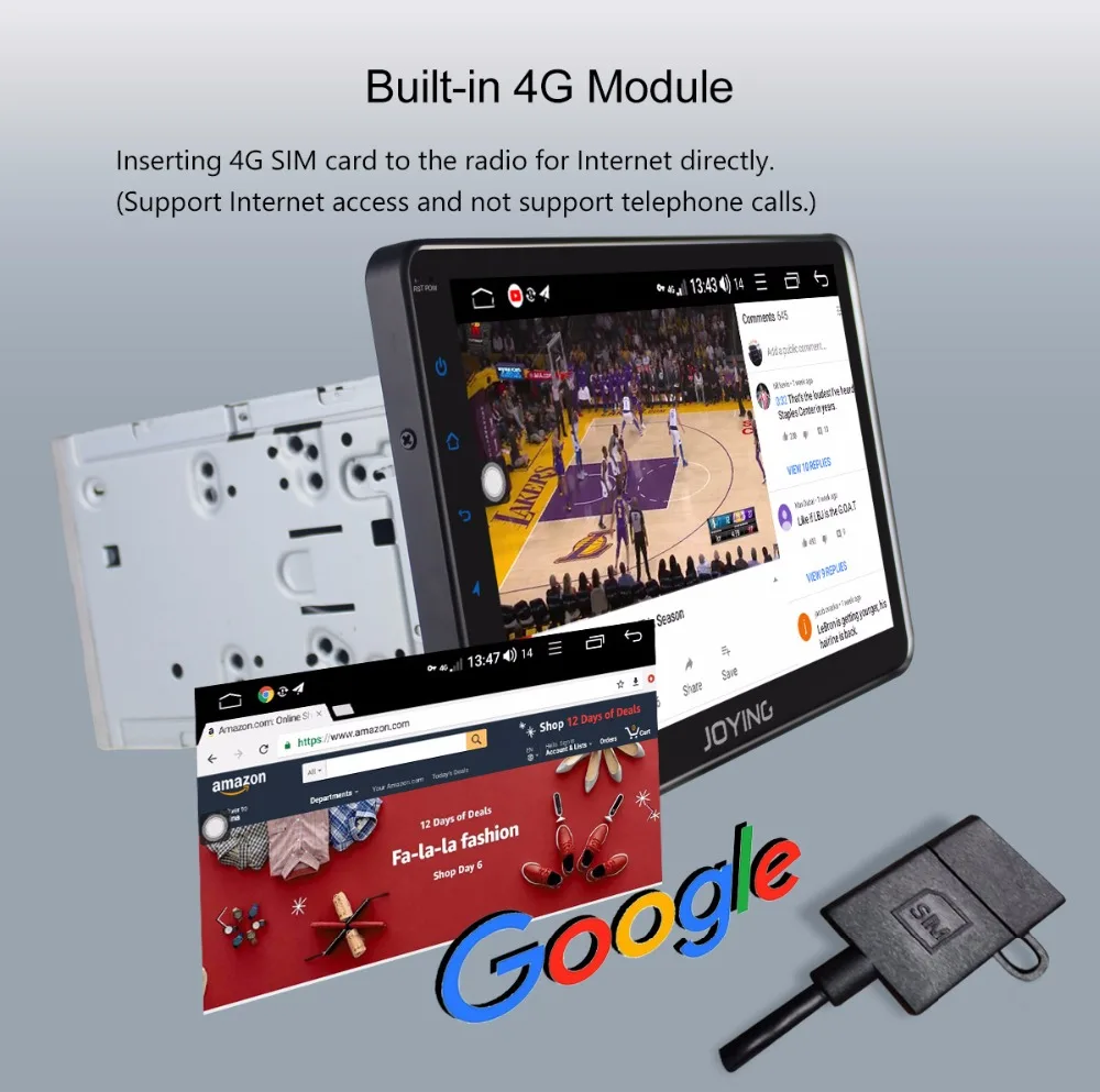 Sale JOYING Android 8.1 2 din car radio octa Core 4GB+64GB IPS Screen built in 4G&DSP Android auto Carplay Fast Boot GPS autoradio BT 12