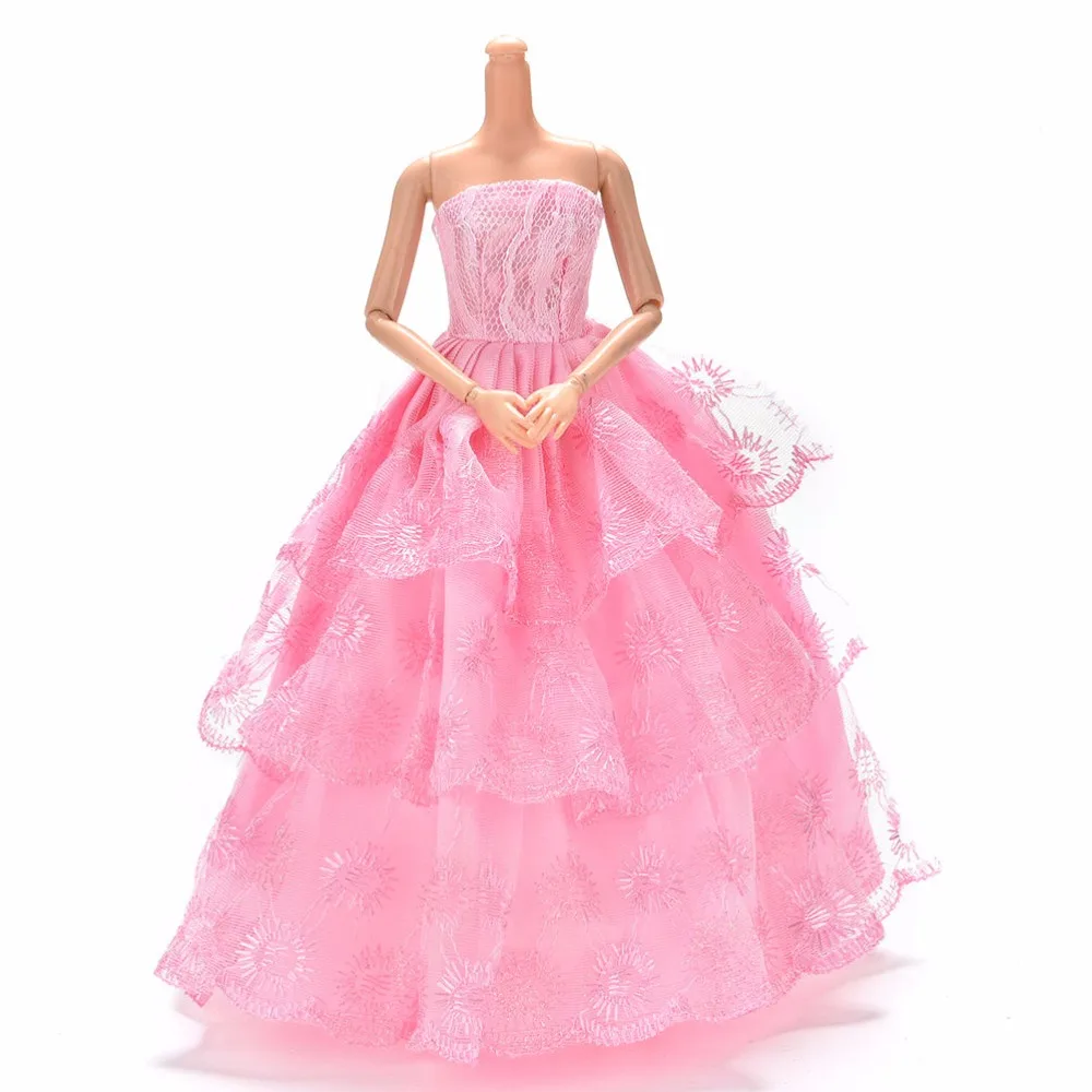 Розовые элегантные свадебные платья, одежда, вечернее платье для одежды ручной работы, платья, растущий наряд для кукольного платья