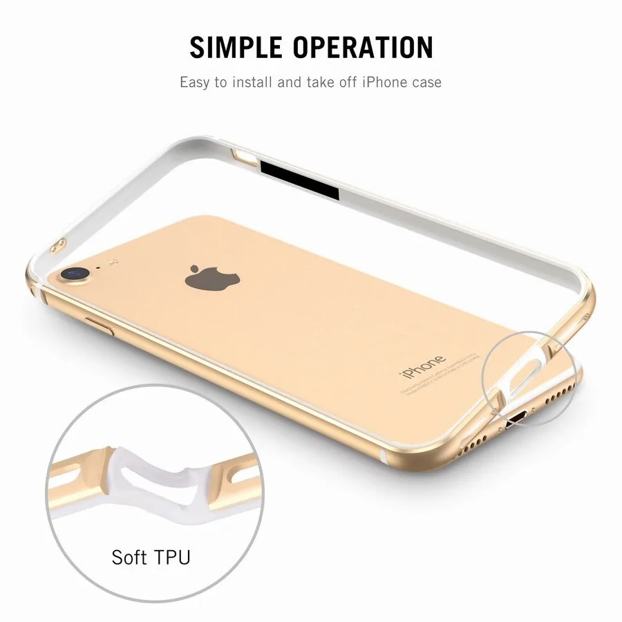 Portefeuille For iPhone 7 Bumper Case Flexible Protective Aluminum TPU Hybrid Bumper Frame for Apple iPhone 6 6S Plus Coque Capa (7)