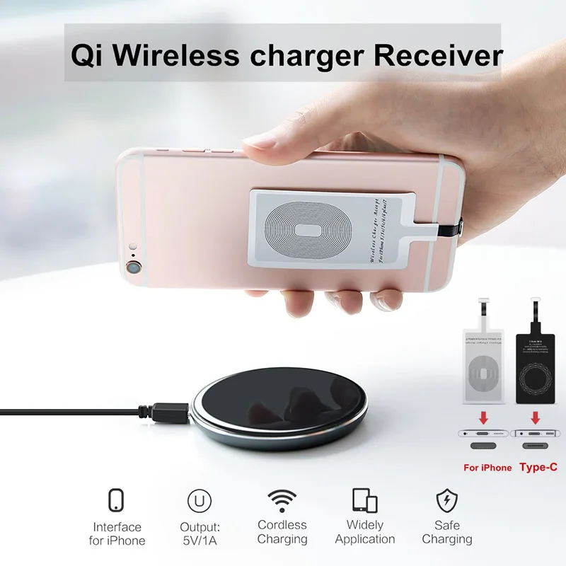 Универсальный Qi беспроводной зарядное устройство приемник карта зарядное устройство адаптер катушка для iPhone/type-C новое поступление