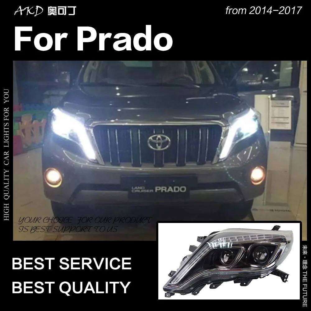  AKD Car Styling for Toyota Prado LC150 LED Headlight 2013-2017 Prado LED DRL Hid Head Lamp Angel Ey - 32858611404