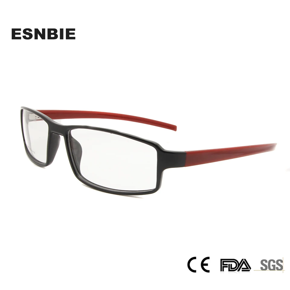 

ESNBIE New TR90 Plastic Memory Optical Glasses Frame Men 6 Base Male Spectacles Frames Squared Prescription Eyewear 9 Colors