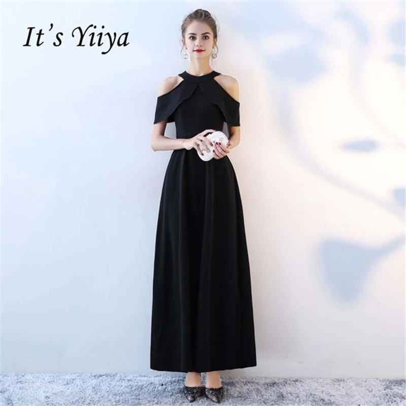 

It's YiiYa formal eveing dresses Halter Collar Elegant Taffeta A-line Zipper Dinner Party Frocks Dress Evening Dress YS008