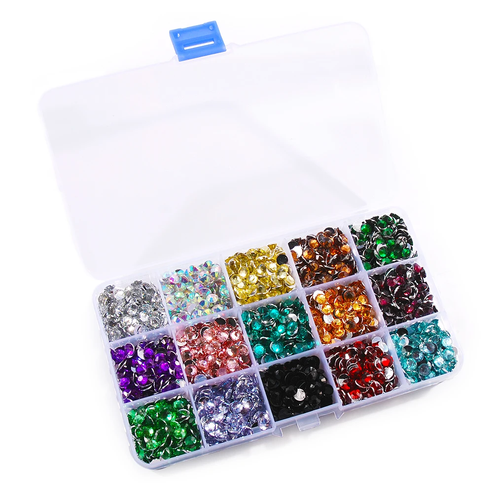 

1 Set 2/3/4/5/6mm Resin Rhinestones Mixed Colors Flat-back Crystal Strass 3D Charm Gems DIY Manicure Nail Art Decorations
