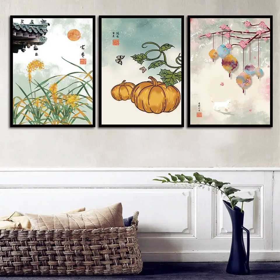 

Traditional Chinese Painting Landscape Painting Modern Abstract Oil Painting Wall Picture for Living Room Print Poster B5089
