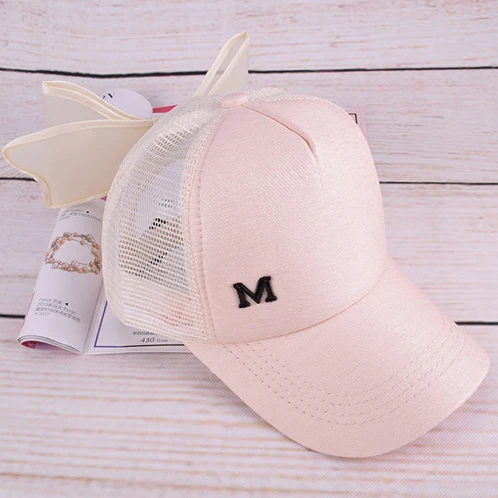 Big Bowknot Baseball Cap for Girl M mark Pink hat for Women Summer Adult Bow Caps Snapback Hip Hop Caps with a straight visor Women's Hats