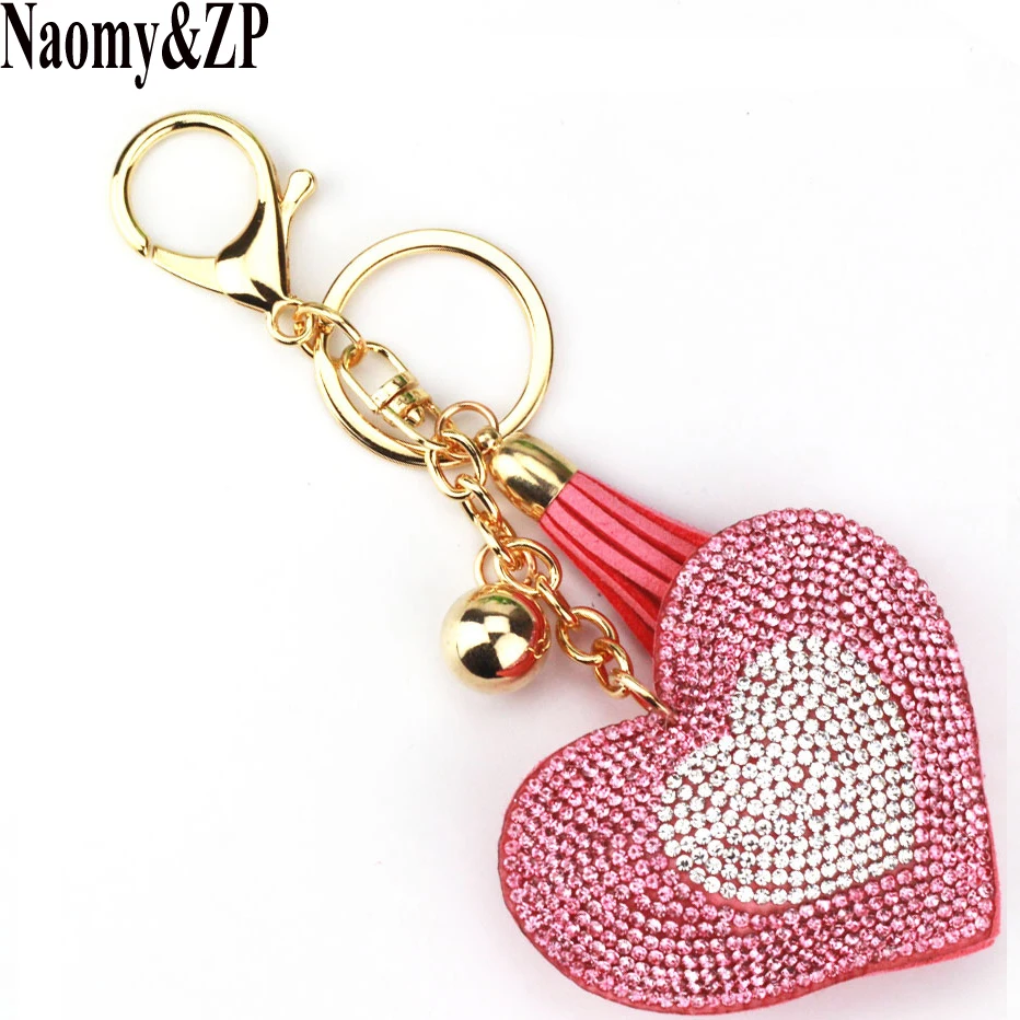 Naomy&ZP Heart Jewelry Keychain Women Key Holder Love Crystal Chain