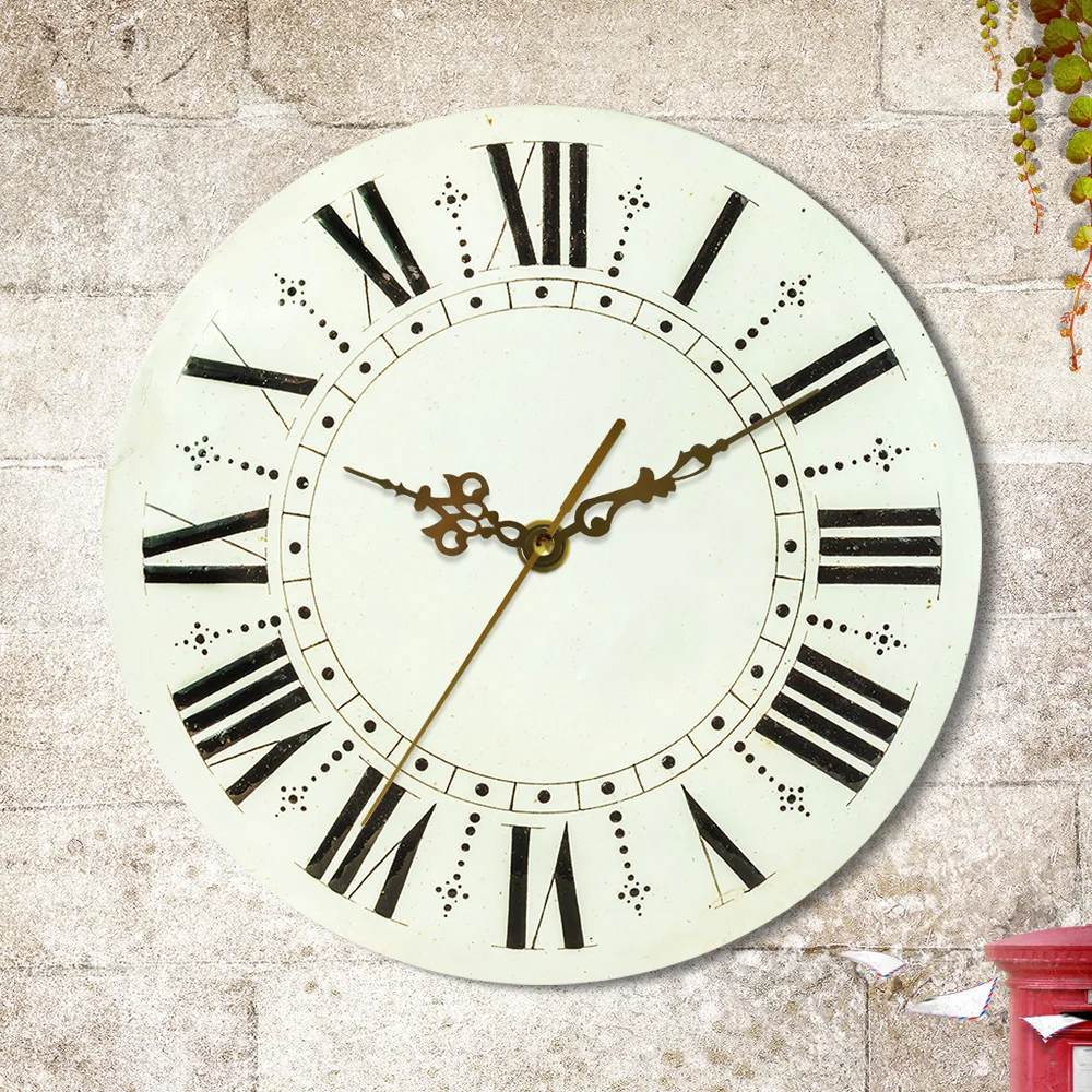 Ретро деревенские круглые Настенные часы с римскими цифрами винтажный домашний декор антикварный дом кварцевые часы шепот тихие часы