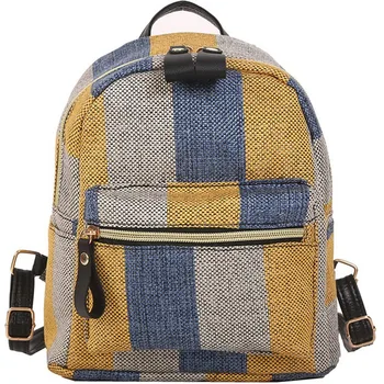 

NEW-Fashion Simple Canvas Student Bag Lattice Travel Backpack New Large Capacity Anti-Theft Travel Backpack