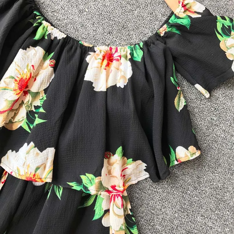Bohemian 2019 Ruffles Off Shoulder Jumpsuit Floral Print Casual Sexy Women Boho Playsuit Summer Beach Short Holiday Romper Bohemian 2019 Ruffles Off Shoulder Jumpsuit Floral Print Casual Sexy Women Boho Playsuit Summer Beach Short Holiday Romper