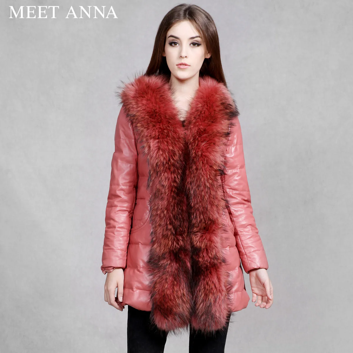 2013 Fashion new Ladies' Genuine leather down coat,Elegant women's