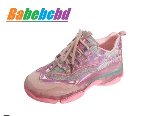 

Women's big daddy shoe trend spring 2019 new women's laser-sequined uber-high platform loafers height loafers