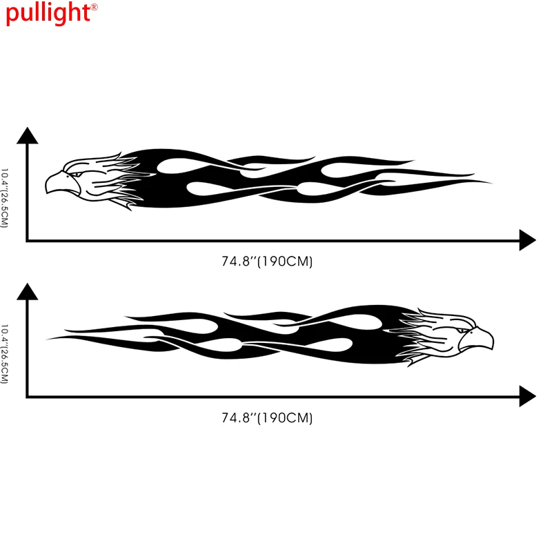 

2 x Car Flying Eagle Flames Animal Door Decals for Elantra Vinyl Side stickers