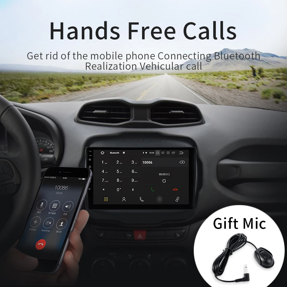 Clearance Dasaita Build-in DSP Android 9.0 Car Radio GPS for Jeep Renegade Multimedia 2016 2017 with 9" 2.5D IPS 4G 32G Octa core 15 Band 4