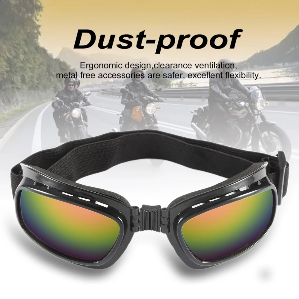 

Man Women Folding Motocross Goggles Glasses Windproof Ski Off Road Dirt Bike Motorcycle Glasses Eyewear Adjustable Elastic Band