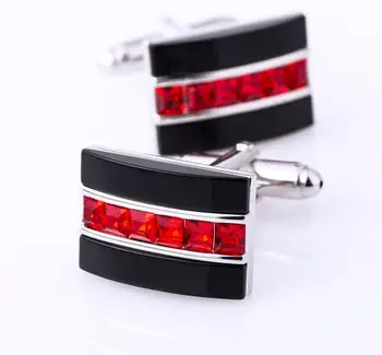 

10pairs/lot Luxury Black Onyx And Red Crystal Cufflinks Wedding/Business Shirt Cuff Links Cuff Button Men's Jewelry Accessory