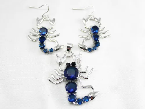

fashion crystal jewelry Jewellery blue Crystal Scorpion earrings &pendant 5.31