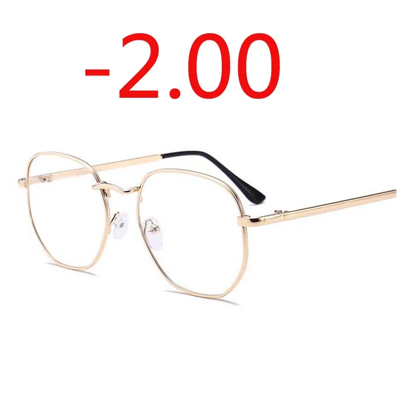 Оправа для очков из сплава, женские негабаритные очки для близорукости, женские винтажные очки для близорукости-1,0-1,5-2,0-2,5-3,0-3,5-4,0 - Цвет оправы: Gold Myopia-200