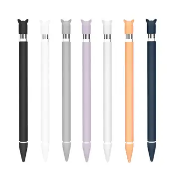 

Cute Cat Ear Anti-scroll Silicone Protective Pouch Cap Holder Nib Cover Protective case Skin For Apple Pencil for iPad Pencil