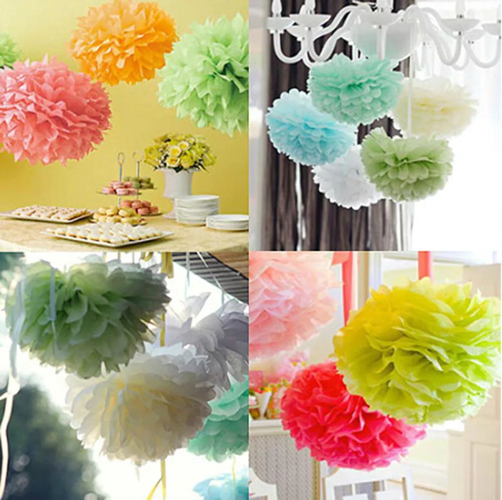 25cm-10-inch-Tissue-Paper-Flowers-paper-pom-poms-balls-lantern-Party-Decor-Craft-Wedding-multi
