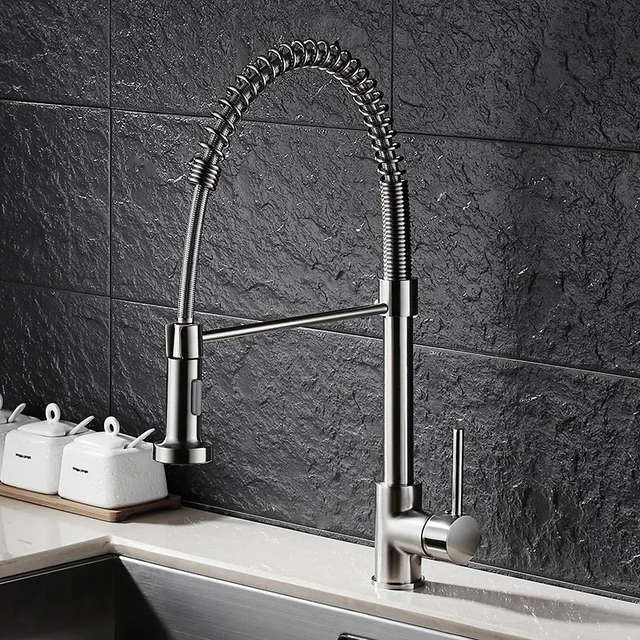 Tension Drawing Spring Kitchen Faucet American Pull Type Hot And Tension Drawing Spring Kitchen Faucet American Pull Type Hot And Cold Double Sink